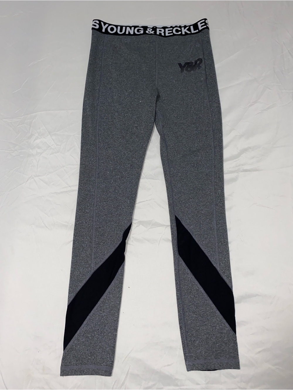 Young & Reckless Gray Leggings with Black Accent Panels
